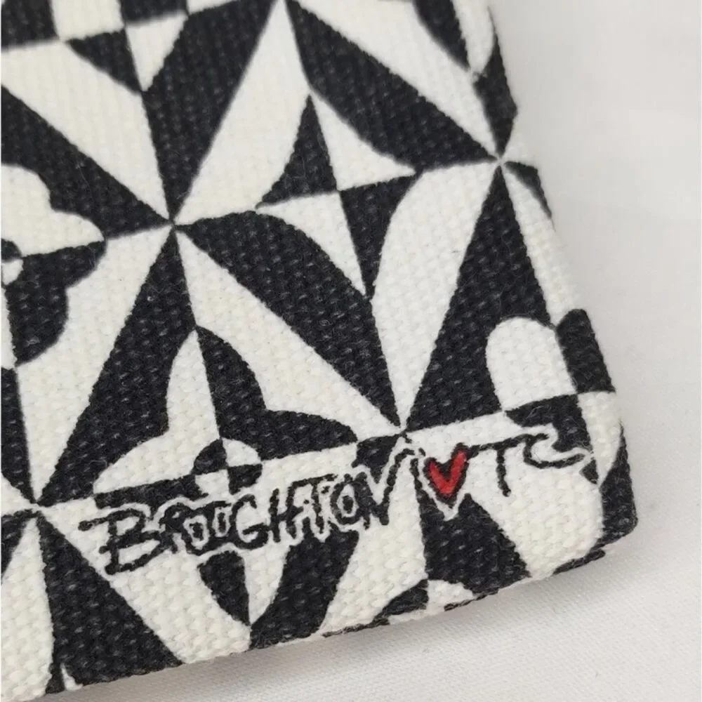 Brighton LOVE Black And White Canvas Makeup Up Bag Clutch Valentine's Day NWOT